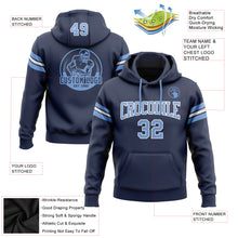 Load image into Gallery viewer, Custom Stitched Navy Light Blue-White Football Pullover Sweatshirt Hoodie