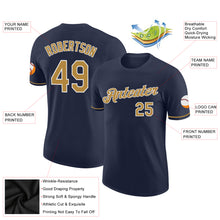 Load image into Gallery viewer, Custom Navy Old Gold-White Performance T-Shirt