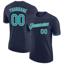 Load image into Gallery viewer, Custom Navy Teal-White Performance T-Shirt