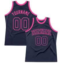 Load image into Gallery viewer, Custom Navy Navy-Pink Authentic Throwback Basketball Jersey