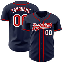 Load image into Gallery viewer, Custom Navy Red-White Authentic Baseball Jersey