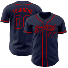 Load image into Gallery viewer, Custom Navy Navy-Red Authentic Baseball Jersey