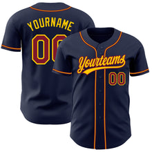 Load image into Gallery viewer, Custom Navy Crimson-Gold Authentic Baseball Jersey