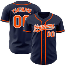 Load image into Gallery viewer, Custom Navy Orange-White Authentic Baseball Jersey
