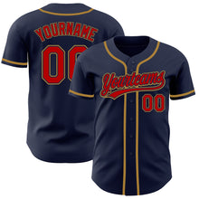 Load image into Gallery viewer, Custom Navy Red-Old Gold Authentic Baseball Jersey