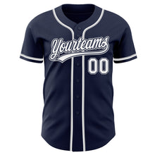Load image into Gallery viewer, Custom Navy White-Gray Authentic Baseball Jersey