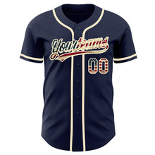 Load image into Gallery viewer, Custom Navy Vintage USA Flag-Cream Authentic Baseball Jersey