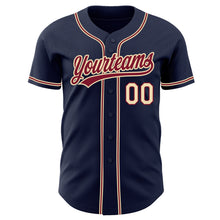 Load image into Gallery viewer, Custom Navy City Cream-Crimson Authentic Baseball Jersey