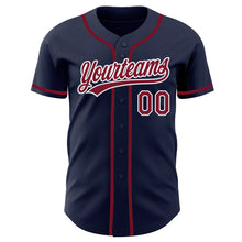Load image into Gallery viewer, Custom Navy Crimson-White Authentic Baseball Jersey
