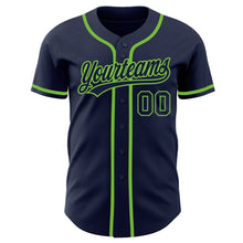 Load image into Gallery viewer, Custom Navy Navy-Neon Green Authentic Baseball Jersey