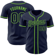 Load image into Gallery viewer, Custom Navy Navy-Neon Green Authentic Baseball Jersey
