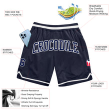 Load image into Gallery viewer, Custom Navy Navy-White Authentic Throwback Basketball Shorts