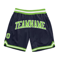 Load image into Gallery viewer, Custom Navy Neon Green-White Authentic Throwback Basketball Shorts