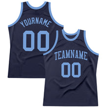 Load image into Gallery viewer, Custom Navy Light Blue Authentic Throwback Basketball Jersey