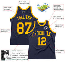 Load image into Gallery viewer, Custom Navy Gold Authentic Throwback Basketball Jersey