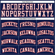 Load image into Gallery viewer, Custom Navy Red-White Authentic Throwback Basketball Jersey