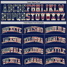 Load image into Gallery viewer, Custom Navy Vintage USA Flag-Cream Authentic Throwback Basketball Jersey