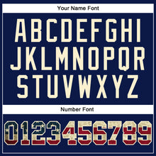 Load image into Gallery viewer, Custom Navy Vintage USA Flag-City Cream Authentic Throwback Basketball Jersey