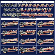 Load image into Gallery viewer, Custom Navy Red Pinstripe Vintage USA Flag-City Cream Authentic Baseball Jersey