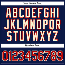 Load image into Gallery viewer, Custom Navy Red Pinstripe Cream Authentic Baseball Jersey