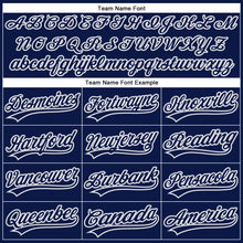 Load image into Gallery viewer, Custom Navy White Pinstripe Gray Authentic Baseball Jersey