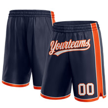 Load image into Gallery viewer, Custom Navy White-Orange Authentic Basketball Shorts