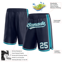 Load image into Gallery viewer, Custom Navy White-Teal Authentic Basketball Shorts