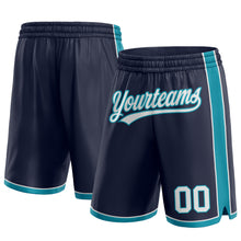 Load image into Gallery viewer, Custom Navy White-Teal Authentic Basketball Shorts