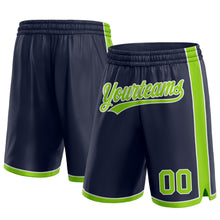 Load image into Gallery viewer, Custom Navy Neon Green-White Authentic Basketball Shorts