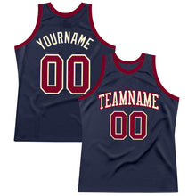 Load image into Gallery viewer, Custom Navy Maroon-Cream Authentic Throwback Basketball Jersey