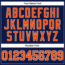 Load image into Gallery viewer, Custom Navy Orange-White Authentic Throwback Basketball Jersey