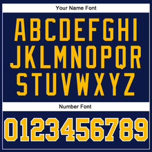 Load image into Gallery viewer, Custom Navy Gold-White Authentic Throwback Basketball Jersey