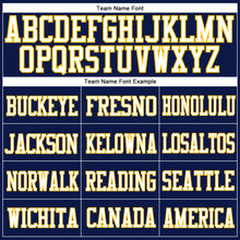 Load image into Gallery viewer, Custom Navy White-Gold Mesh Authentic Football Jersey