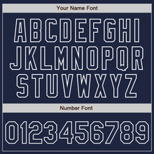 Load image into Gallery viewer, Custom Navy Orange-White Authentic Baseball Jersey