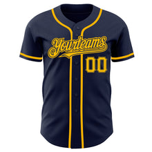 Load image into Gallery viewer, Custom Navy Gold Authentic Baseball Jersey