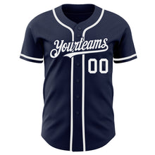 Load image into Gallery viewer, Custom Navy White Authentic Baseball Jersey