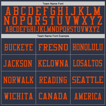 Load image into Gallery viewer, Custom Navy White-Orange Mesh Authentic Football Jersey