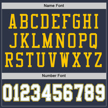 Load image into Gallery viewer, Custom Navy White Light Blue-Yellow Mesh Authentic Football Jersey