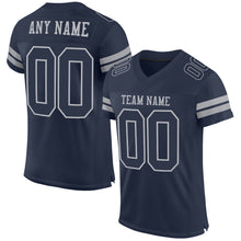 Load image into Gallery viewer, Custom Navy Gray Mesh Authentic Football Jersey