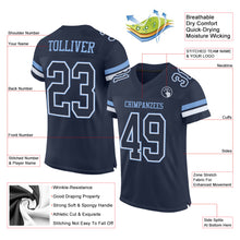 Load image into Gallery viewer, Custom Navy White-Light Blue Mesh Authentic Football Jersey