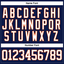 Load image into Gallery viewer, Custom Navy White-Orange Hockey Lace Neck Jersey