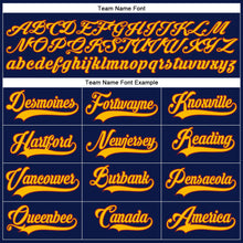 Load image into Gallery viewer, Custom Navy Gold-Crimson Hockey Lace Neck Jersey