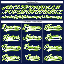 Load image into Gallery viewer, Custom Navy White-Neon Green Hockey Lace Neck Jersey