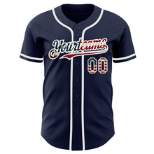 Load image into Gallery viewer, Custom Navy Vintage USA Flag-White Authentic Baseball Jersey