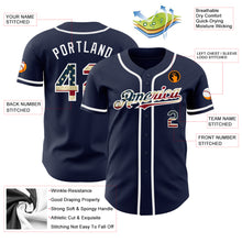 Load image into Gallery viewer, Custom Navy Vintage USA Flag-White Authentic Baseball Jersey