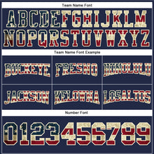 Load image into Gallery viewer, Custom Stitched Navy Vintage USA Flag Cream-Crimson Football Pullover Sweatshirt Hoodie