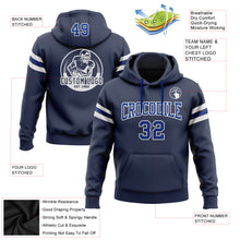Load image into Gallery viewer, Custom Stitched Navy Royal-White Football Pullover Sweatshirt Hoodie