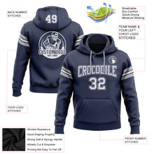 Load image into Gallery viewer, Custom Stitched Navy White-Gray Football Pullover Sweatshirt Hoodie