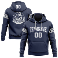 Load image into Gallery viewer, Custom Stitched Navy White-Gray Football Pullover Sweatshirt Hoodie
