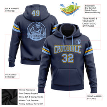 Load image into Gallery viewer, Custom Stitched Navy Light Blue-Yellow Football Pullover Sweatshirt Hoodie